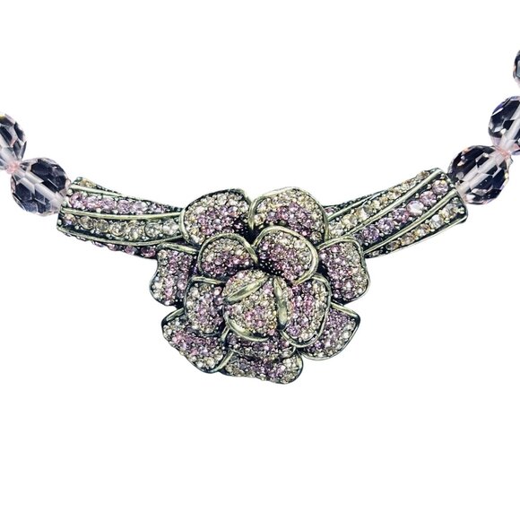 Heidi Daus Pretty Petals Pink Swarovski Crystal Rose And Beaded Necklace (6011) - Picture 2 of 11